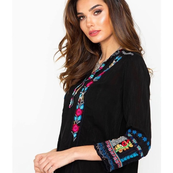 Johnny Was Black Tunic with Colorful Embroidery Size XXL - Picture 2 of 9